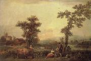 Francesco Zuccarelli Landscape with a Woman Leading a Cow painting